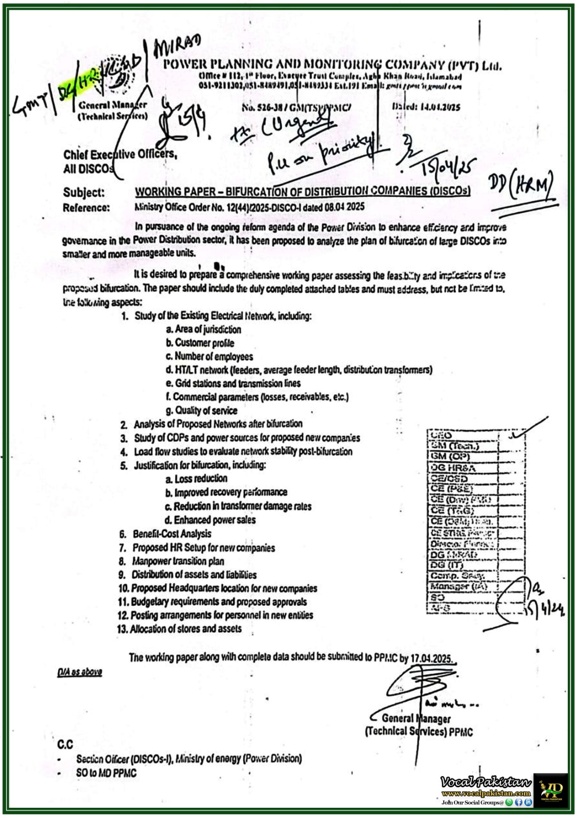 Government Moves Toward DISCOs Bifurcation – PPMC Seeks Working Papers-Notification