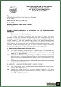 Punjab Government Issues Strict Guidelines for 1st Year Enrollment Drive 2025–Official Notification