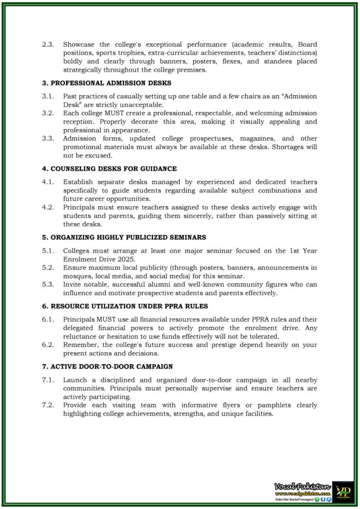 Punjab Government Issues Strict Guidelines for 1st Year Enrollment Drive 2025–Official Notification