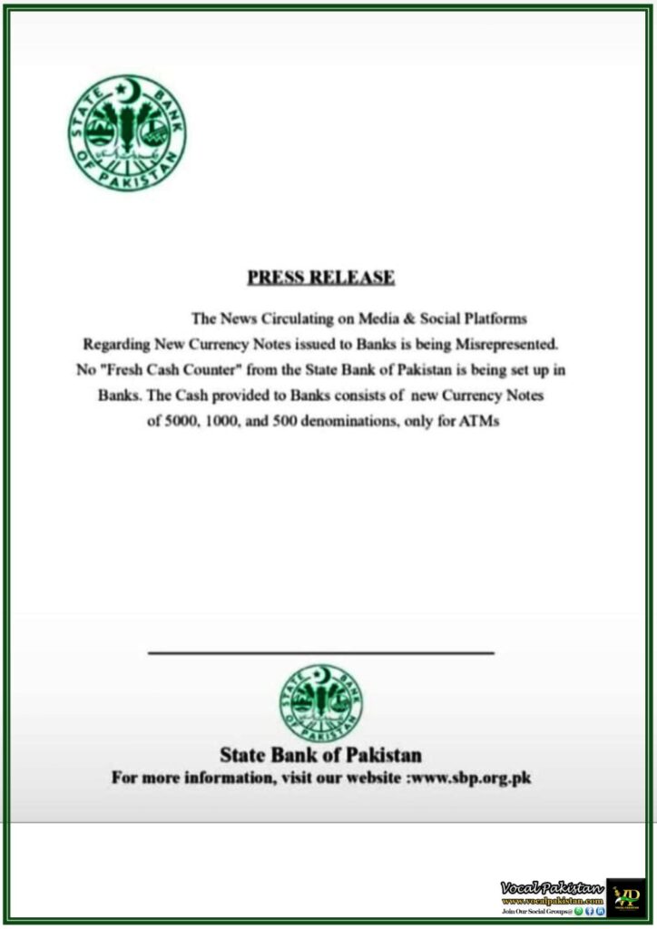 State Bank of Pakistan Clarifies Rumors About New Currency Notes–Official Statement Issued