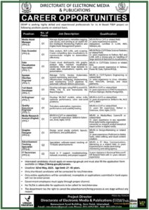 Latest AI, IT & Media Jobs in Directorate of Electronic Media & Publications (DEMP) Islamabad–Apply Online Now