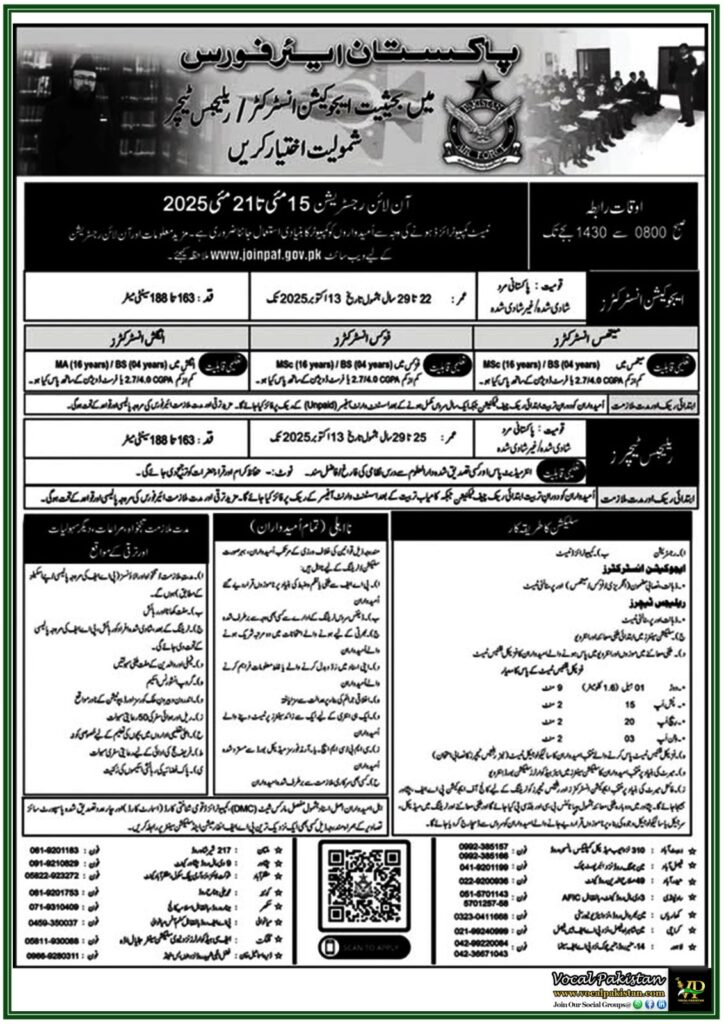 Latest PAF Jobs April–May 2025 for Teachers & Instructors–Apply Now for Government Jobs