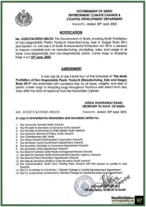 No More Plastic Bags After June 15, 2025- New Environmental Law in Sindh-Notification