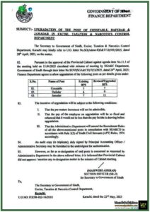 Sindh Government Approves Upgradation of Constable, Dafedar & Jamadar–Official Notification 2025