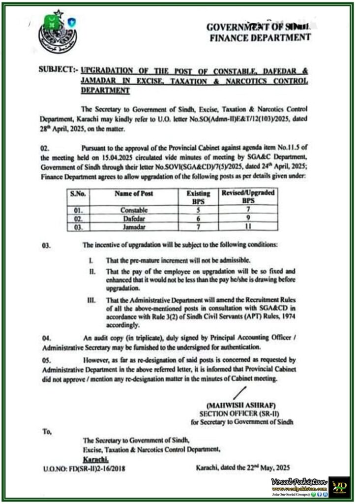 Sindh Government Approves Upgradation of Constable, Dafedar & Jamadar–Official Notification 2025 8 Sindh Government Approves Upgradation of Constable, Dafedar & Jamadar–Official Notification 2025