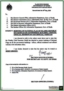 Sindh Government Mandates National Flag Display on All Official Buildings & Vehicles