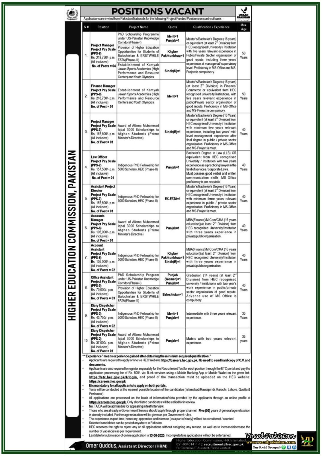 FPSC Jobs 8 Higher Education Commission Offers Multiple Contract Vacancies–Apply Online for Government Jobs